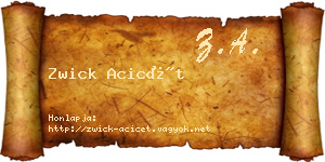 Zwick Acicét névjegykártya